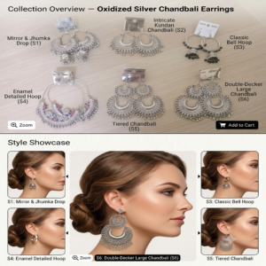 Home silver chandbali earings
